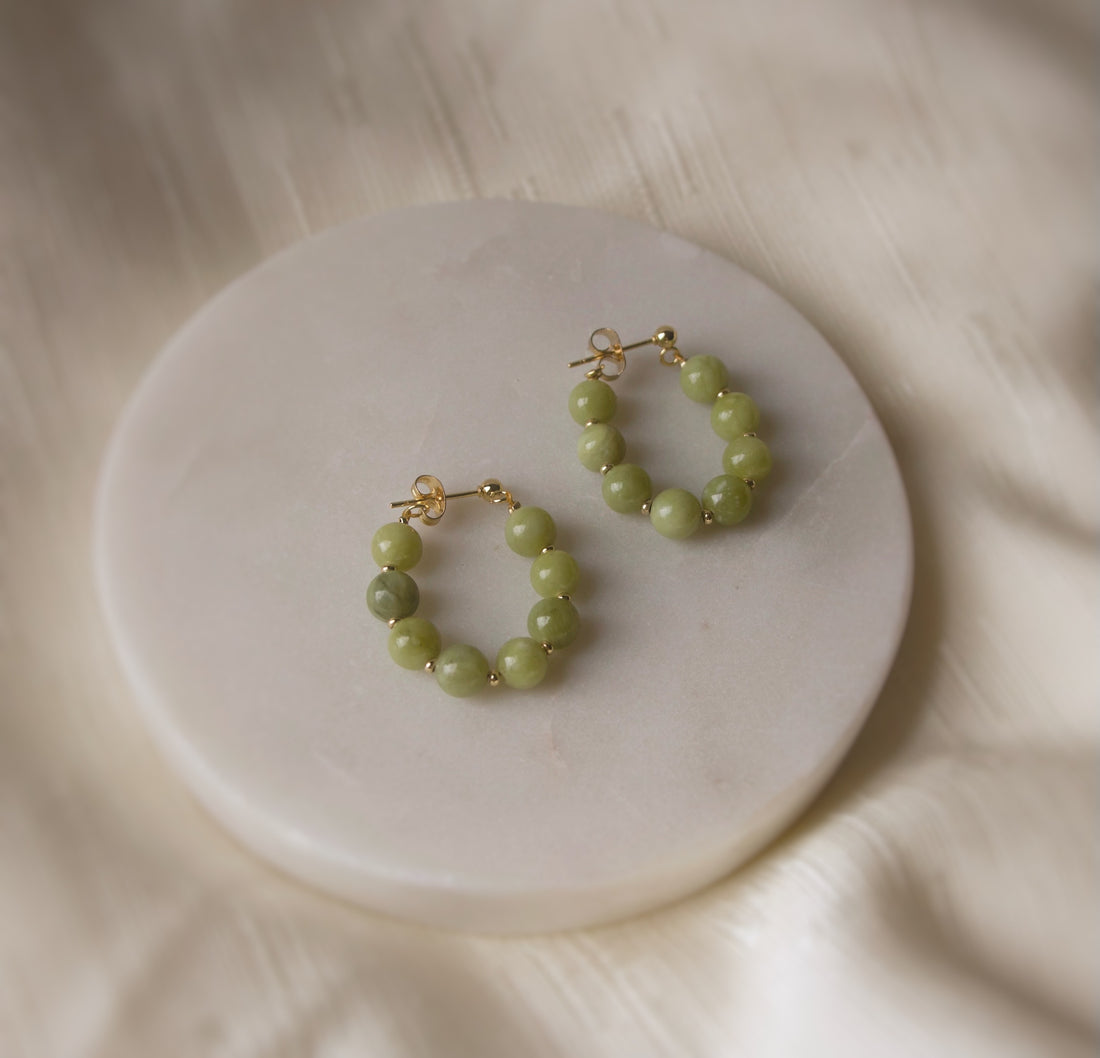 Sagie Jade Stud Hoop Earrings
