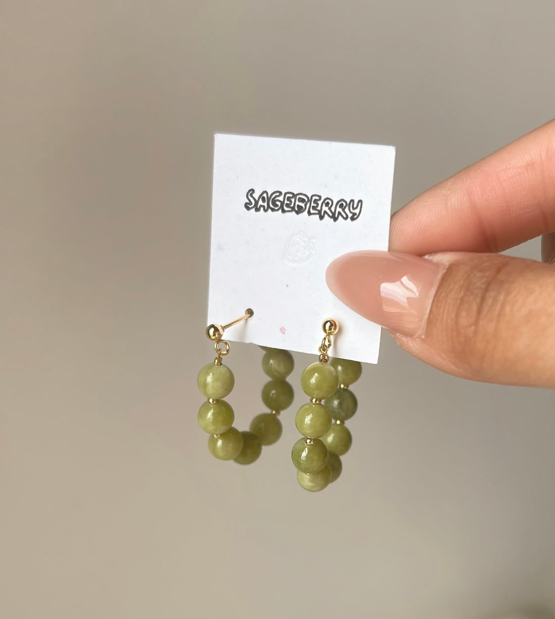 Sagie Jade Stud Hoop Earrings
